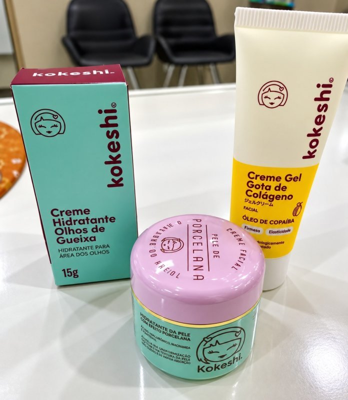 Kit Facial Kokeshi Completo 3 Passos Hidratação e Colágeno
