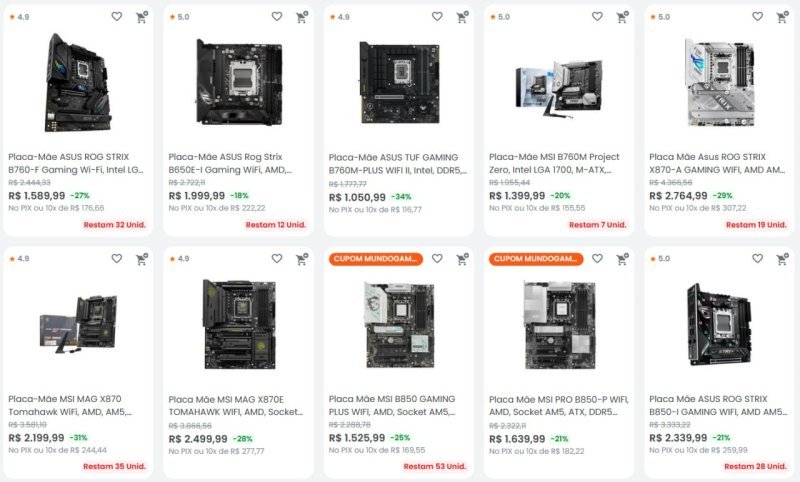 Cupom KaBuM em Placas-mãe selecionadas 15% OFF