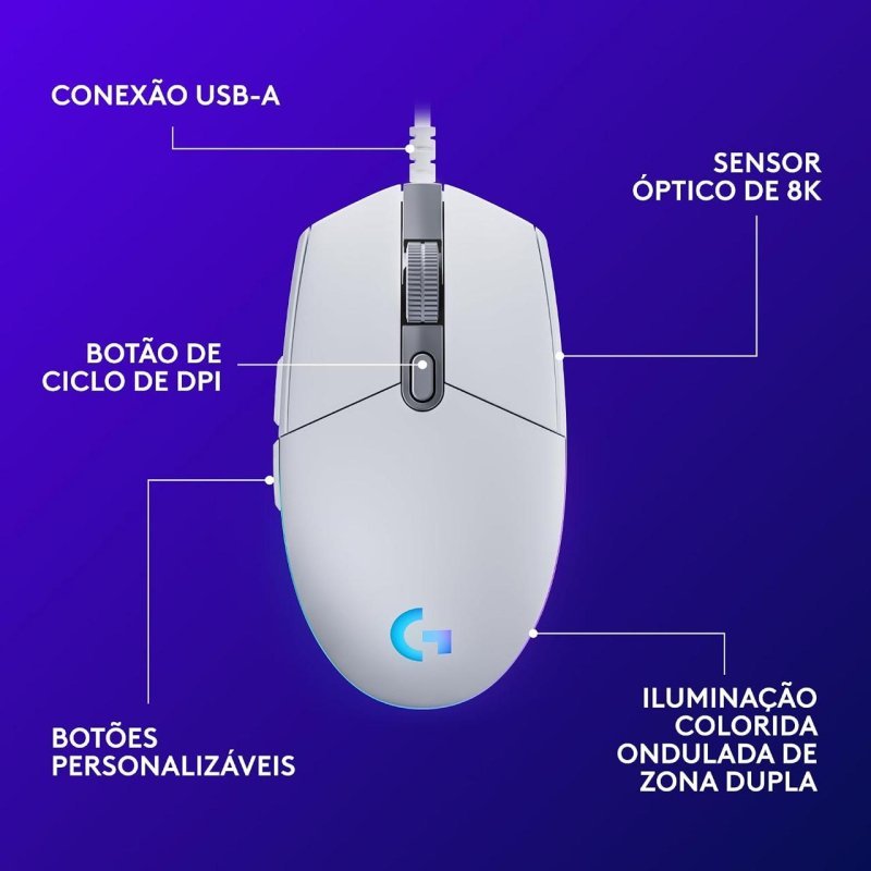 Mouse Gamer Logitech G203 LIGHTSYNC RGB