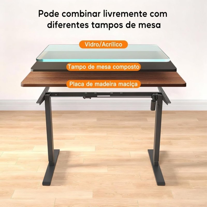 Estrutura de Mesa Elétrica Ajustável para Trabalho em Pé e Sentado – 3 Configurações de Memória