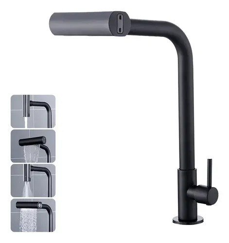 Torneira Cozinha Bancada Inox 304 Água Fria Bica Alta Gourmet 4 Modos De Água