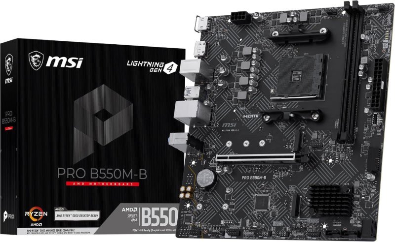 MSI PRO B550M-B Placa-mãe AM4 DDR4 M.2 HDMI DisplayPort USB 3.2