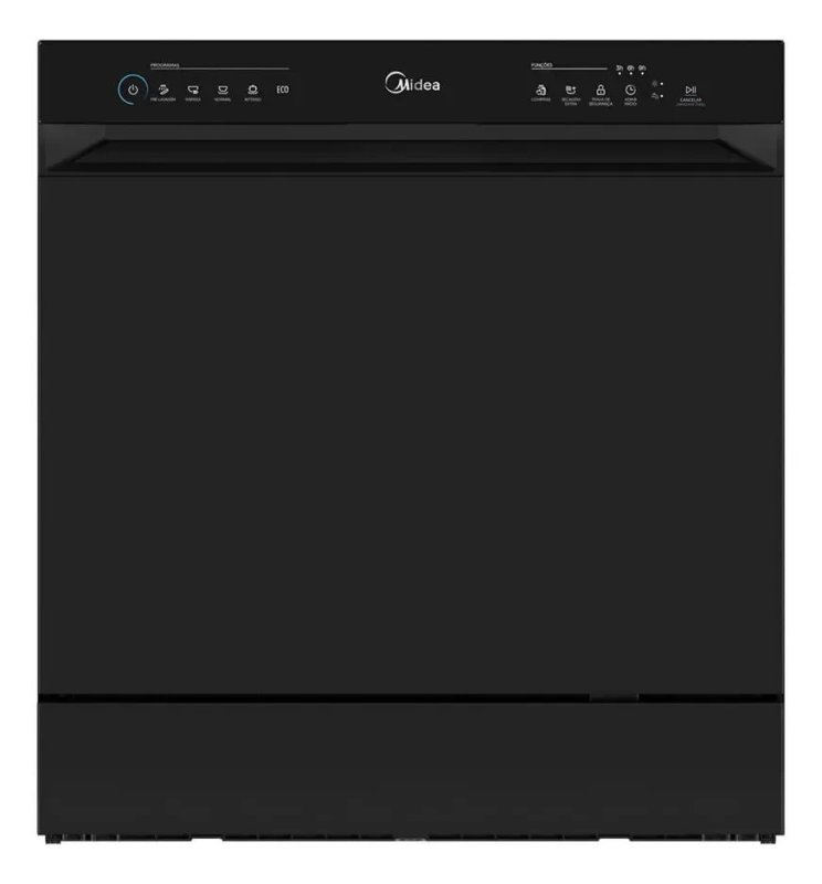 Lava Louças 8 Serviços Preta Touch Plus Midea Preto