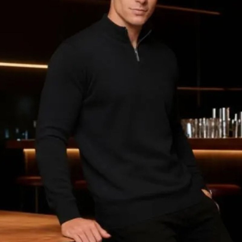 Suéter Masculino Gola V Zíper Tricô Inverno Casual Trabalho