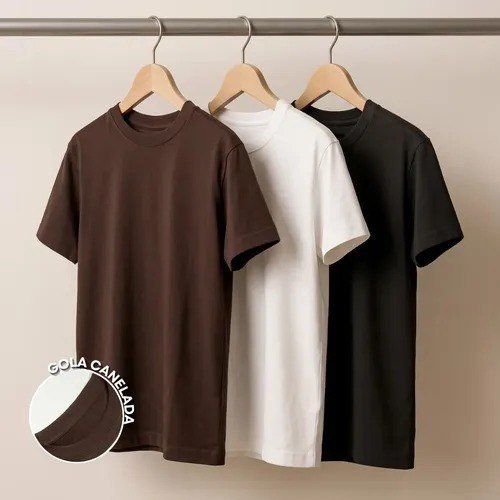 Kit 3 Camisa Oversized Masculina Lisa Algodão Street Larga Preto/branco/marrom Xg Liso