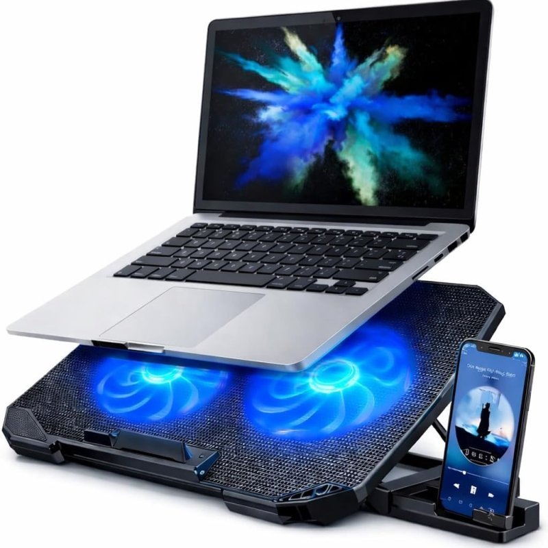 Suporte Para Notebook Com Cooler Duplo Silencioso Com 8 Níveis de Ajuste Ergonômico