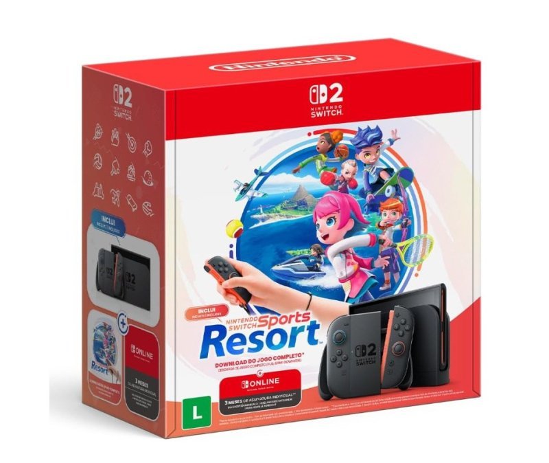 Bundle Nintendo Switch 2 + Nintendo Switch Sports Resort + 3 Meses de Assinatura NSO