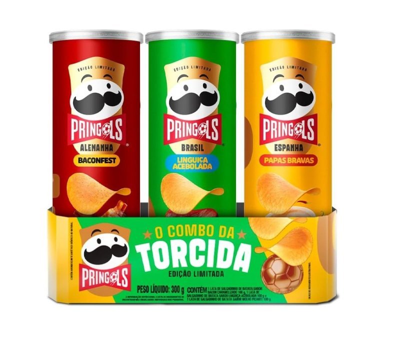 Salgadinho Batata Frita Pringles Tripack Especial Festa do Futebol