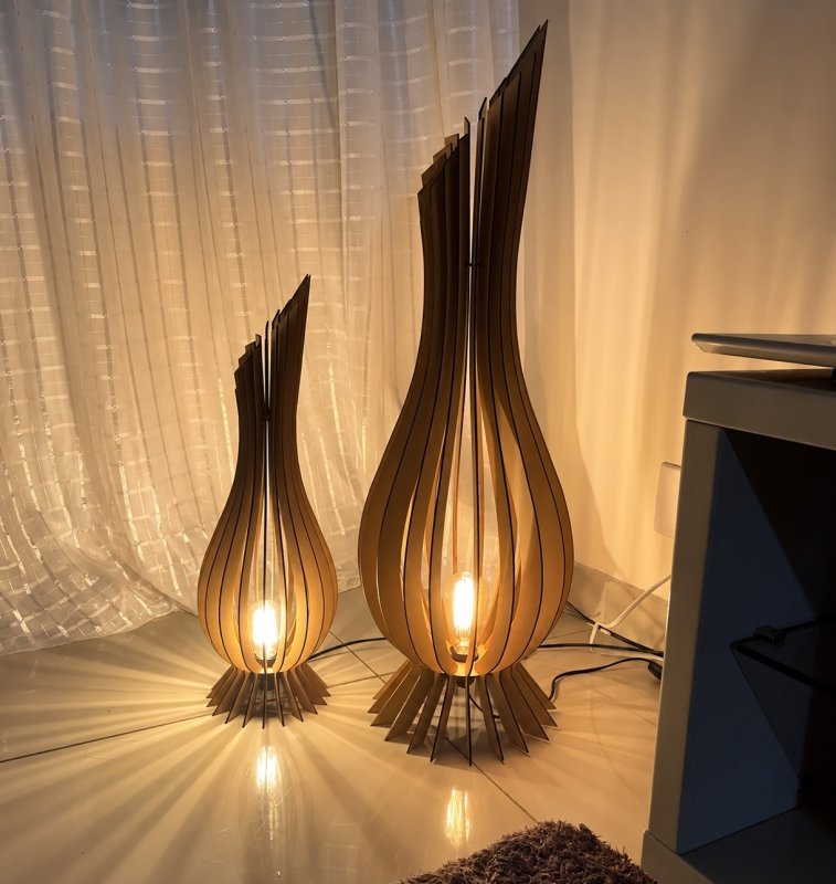 Luminária De Chão Ana Maria Mdf Kit Com 2 - 90cm E 60cm