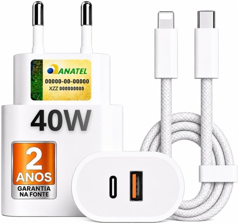 Carregador Turbo 40W USB-C + USB-A