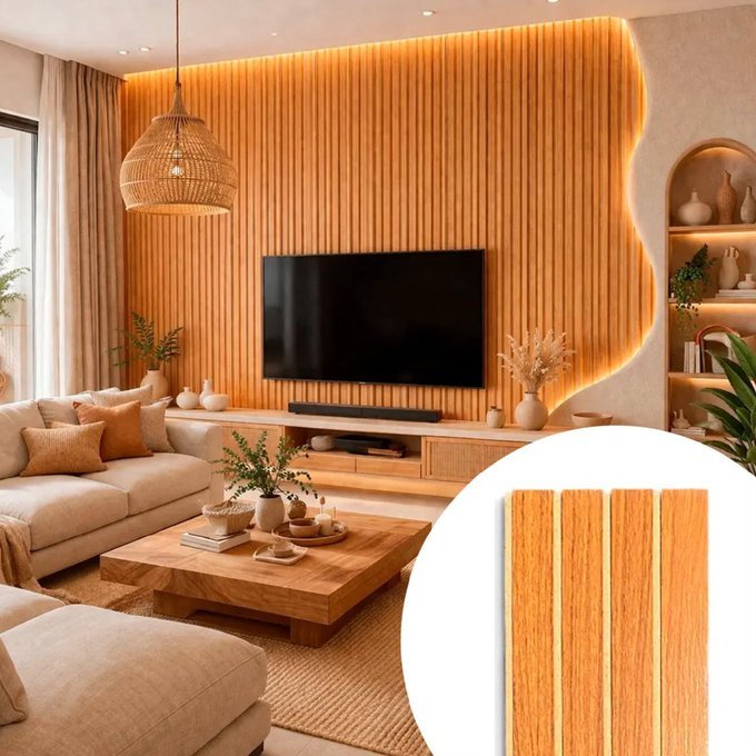 Kit com 30 Placas 3D Decorativa Ripada MDF + Frete Grátis