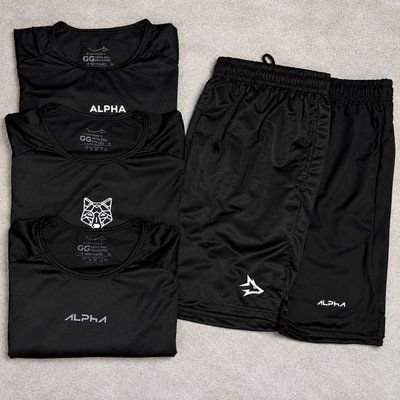 Kit 5 Peças All Black Dry 3 Camisetas E 2 Bermudas Alpha (P ao GG)