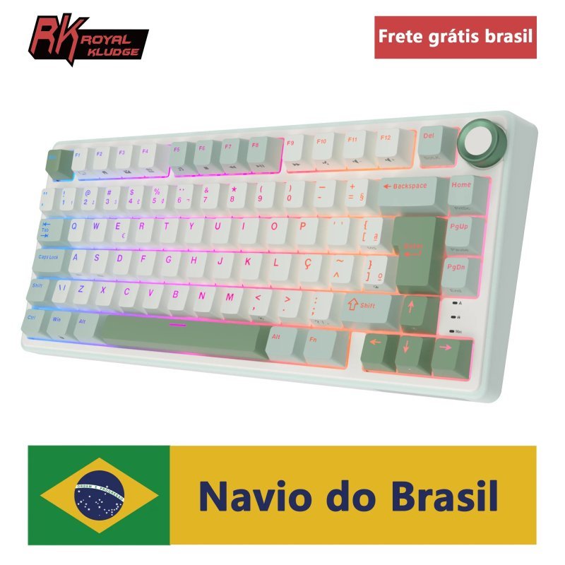 Teclado Gamer Mecânico RK 80 Teclas RGB Hot-Swappable