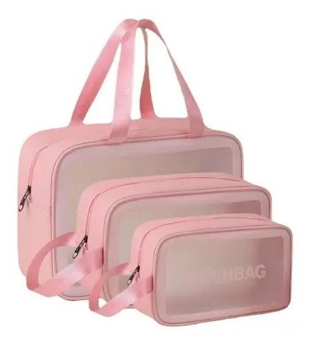 Necessaire Sem Gênero Washbag Kit Necessaires Rosa Liso