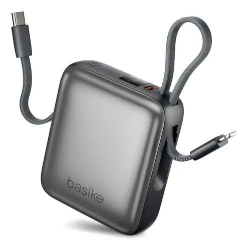 Carregador Portátil Power Bank Basike 10000mAh 22.5W Rápido 4 Saídas Cabo Embutido Display iPhone Samsung