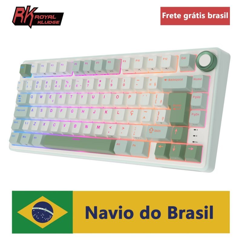 Teclado Gamer Mecânico RK 80 Teclas RGB Hot-Swappable