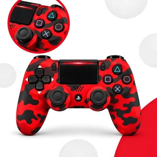 Controle Camuflado Bluetooth Compatível com PS4, PC, TV e Celular Vermelho