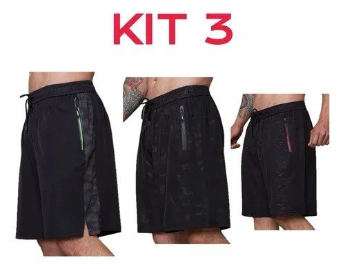 Kit 3 Tactel Shorts Lisas Praia Diversas Cores Luxo Bermuda