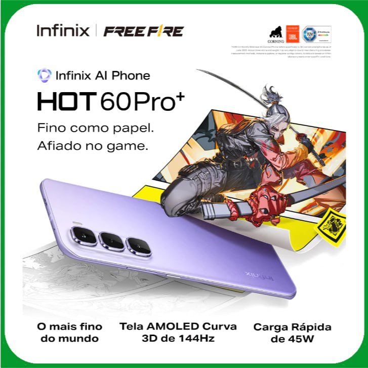 Smartphone Infinix Hot 60 Pro+ 4G 256GB Até 16GB RAM MediaTek Helio G200