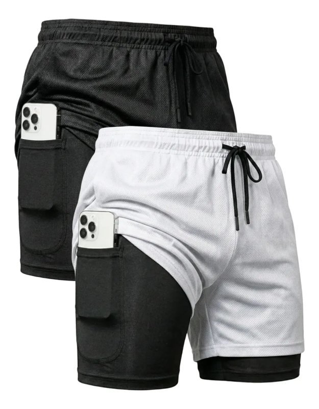 Kit 2 Shorts 2 Em 1 Duplo Dryfit