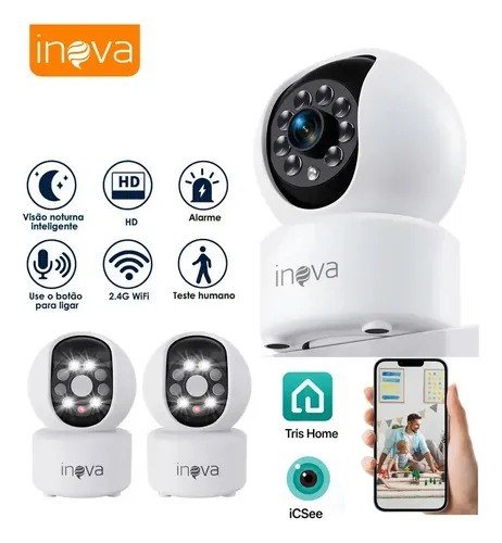 Kit 2 Babá Eletrônica Câmera Inteligente Câmera De Segurança Residencial Interna Wi-fi 360° 1080p Full Hd