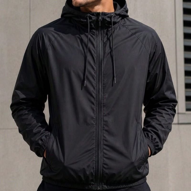 Jaqueta Corta Vento Masculina Impermeável Capuz Zíper Bolso (P ao GG)