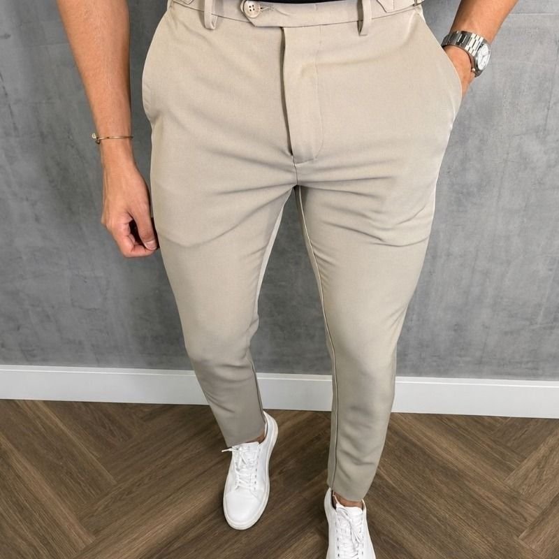 Calça Social Alfaiataria Masculina Malha Elastano Stretch