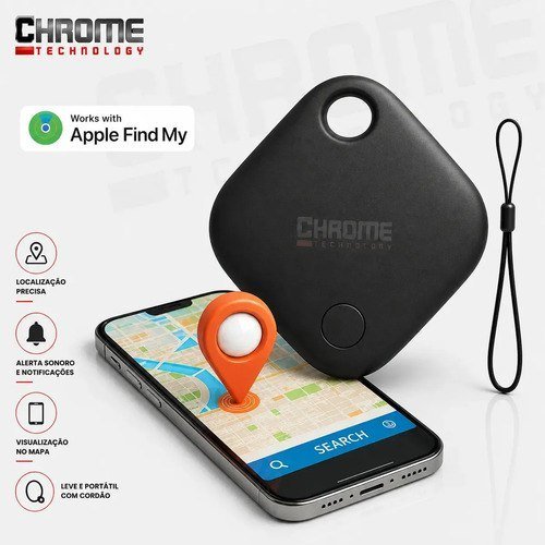Mini Localizador Rastreador Smart Tag GPS com Cordão Chaveiro Preto