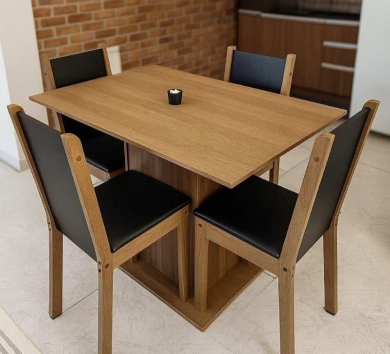 Sala De Jantar Madesa Talita Mesa Tampo Madeira 4 Cadeiras