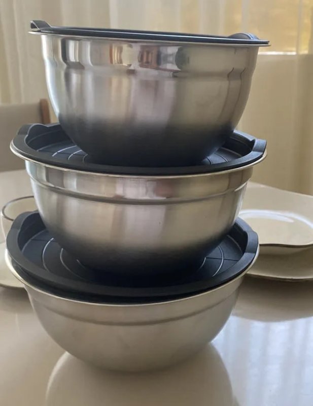 Conjunto De Bowls Tigela Inox Com Tampa