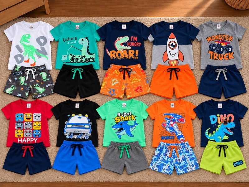 Kit Sortido 10 Peças Roupas Infantil Menino Verão 5 Conjunto