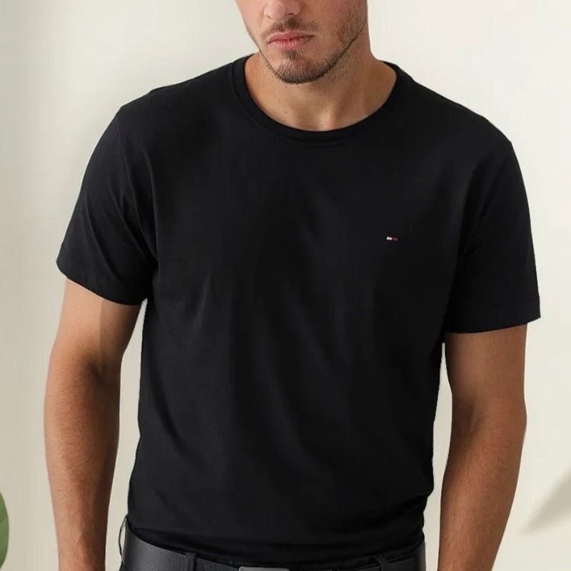 Camiseta Tommy Hilfiger Essential Cotton Preta - Original (P ao G4)
