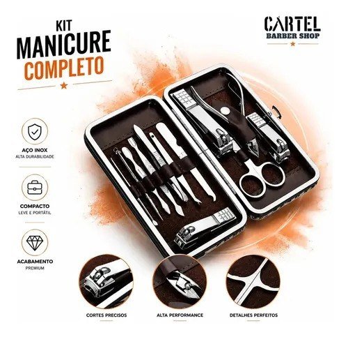 Kit Cortador De Unha Portátil Estojo Alicate Manicure 12 Pç