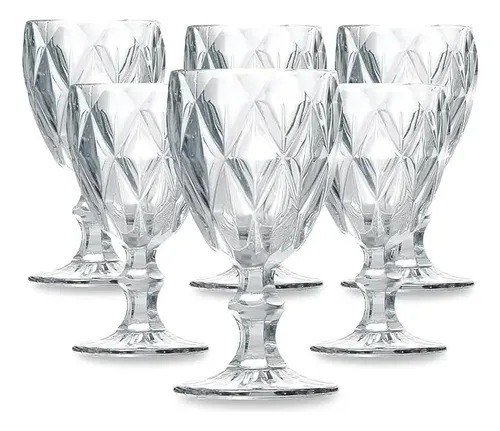Conjunto de Taças de Vidro 340ml Diamond Line - 6 Peças Transparente