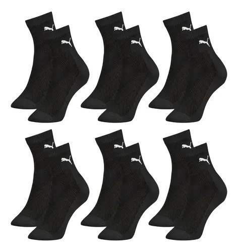 6 Pares Meias Puma Cano Médio Alto Atoalhada Academia Sport