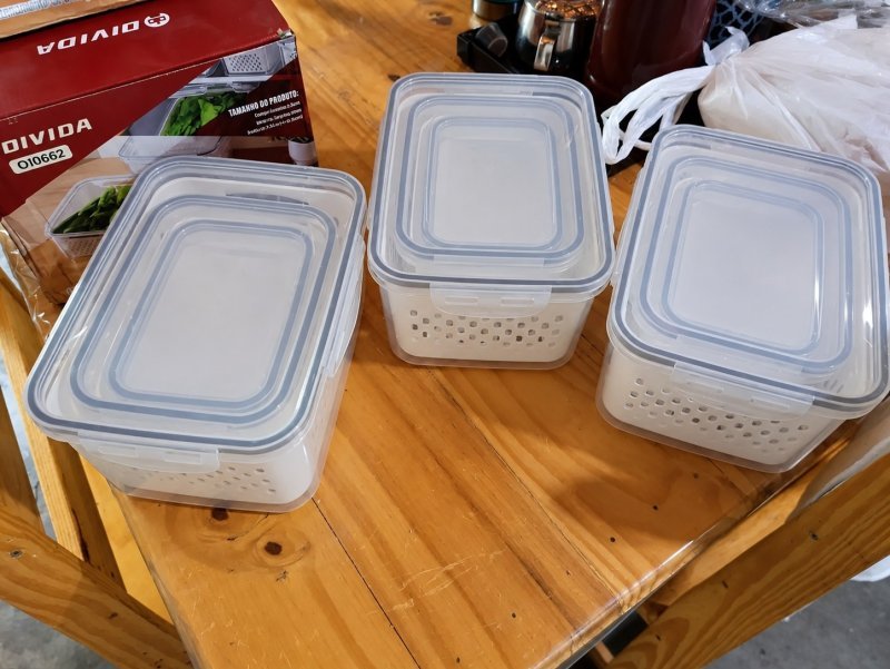 Kit 9 Organizadores Geladeira Alimentos Vegetais Com Tampas