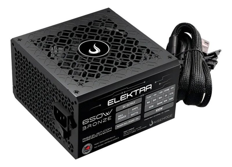 Fonte Rise Mode Elektra 650w Rm-psu-elk-650-b Para Pc Preto