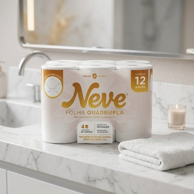 Papel Higiênico Neve Ultracomfort Folha Quádrupla 20m 12 rolos