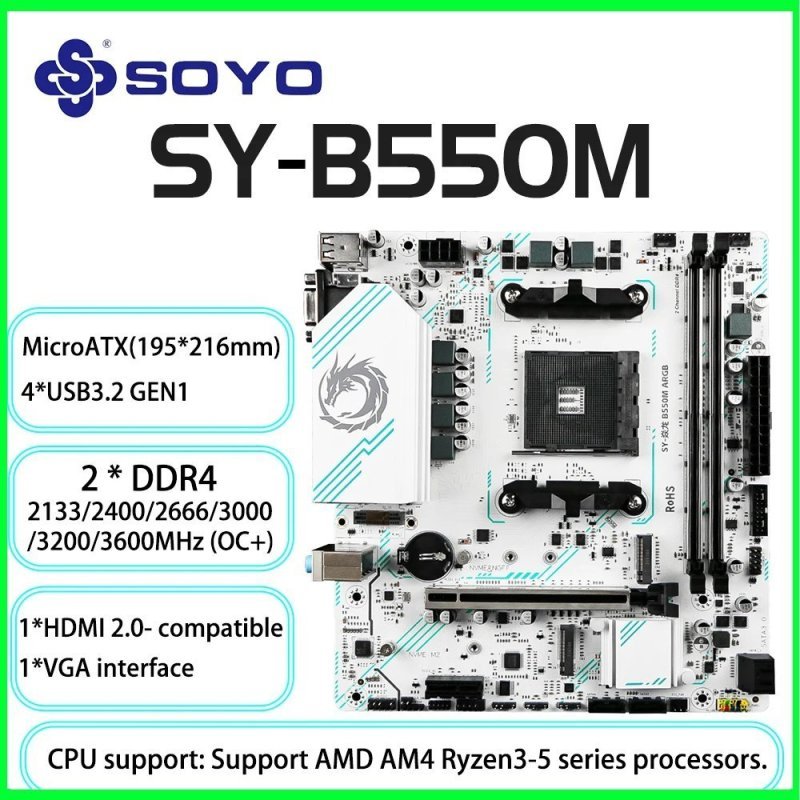 Placa Mãe Soyo B550m Eternal Dragon Pci 4.0 Argb