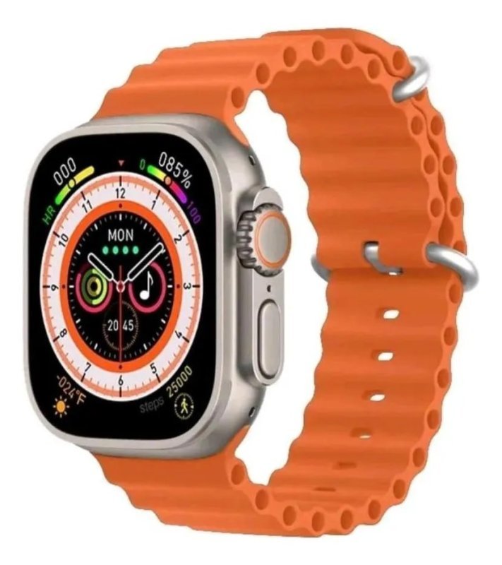 Relógio Digital Watch 8 Ultra 49mm Pulseira Oceano Laranja