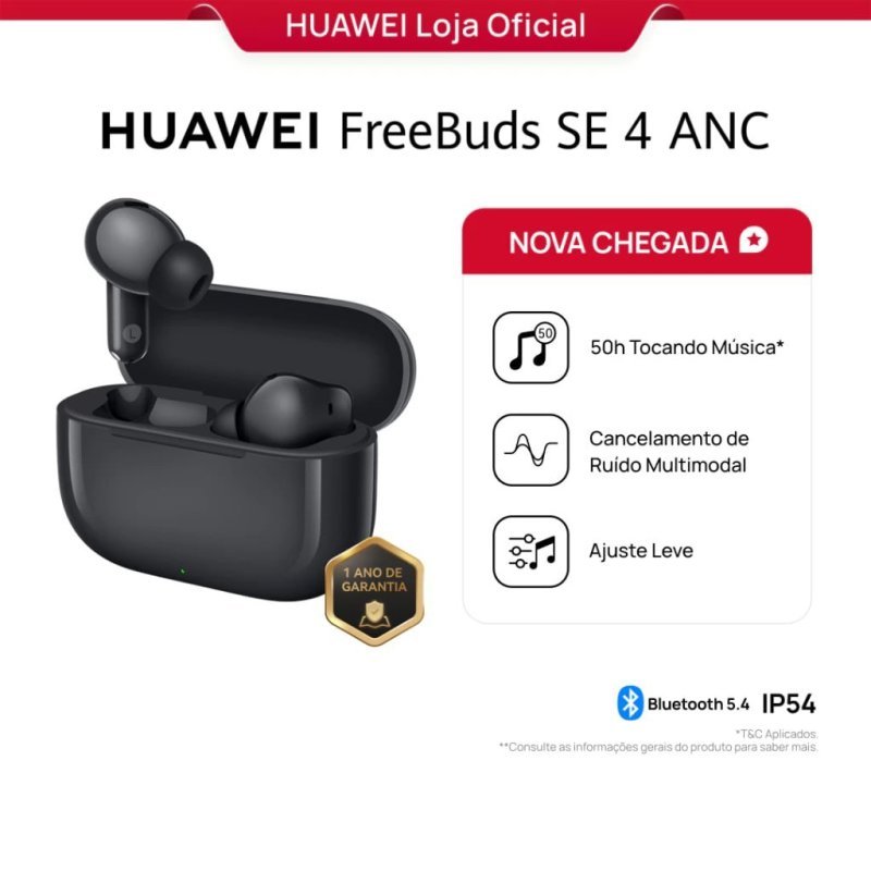 HUAWEI FreeBuds SE 4 ANC – Fone TWS Bluetooth 5.4 com Cancelamento Ativo de Ruído