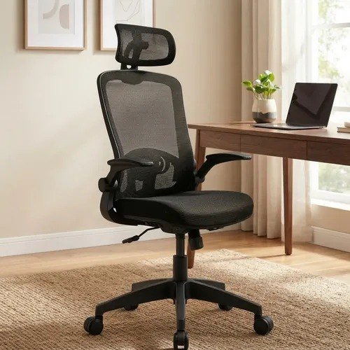 Cadeira De Escritório Ergonômica Giratória Tela Mesh Preta