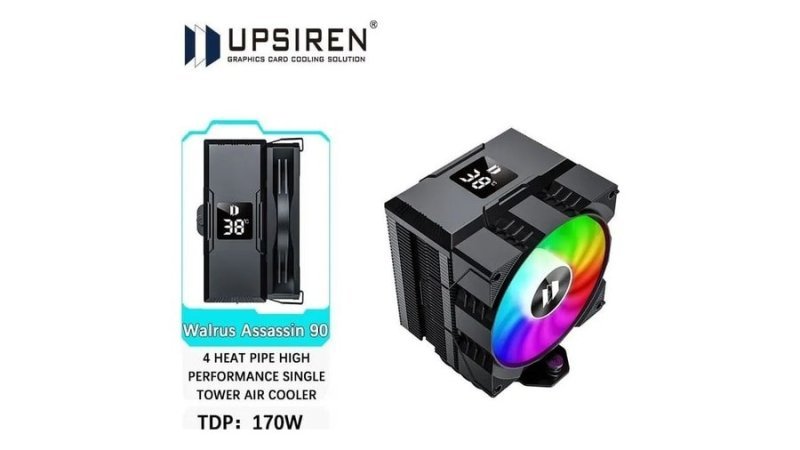 AirCooler Upsiren Walrus Assassin 90, com tela de monitoramento