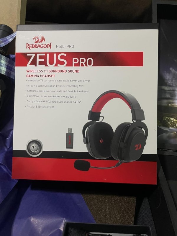 Headset Gamer Redragon Zeus Pro Preto Sem Fio 7.1 H510-PRO