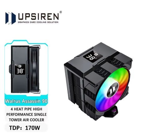 AirCooler Upsiren Walrus Assassin 90, com tela de monitoramento