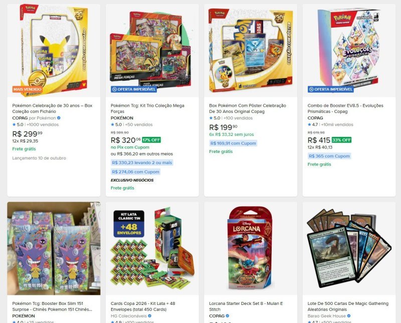 Cupom de 15% OFF em Pokémon TCG Selecionados