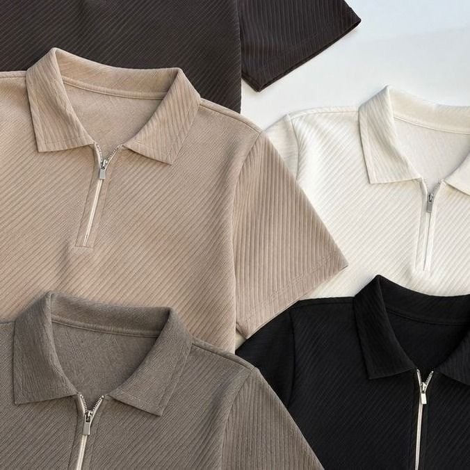 Kit 2 Camiseta Polo Manga Curta Com Zíper Masculina Canelada (M ao GG)