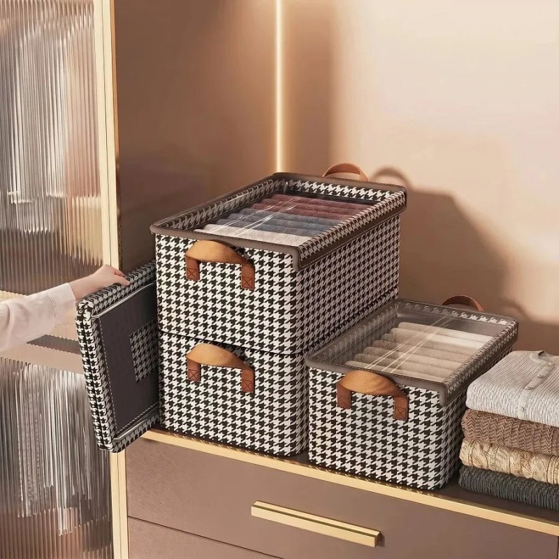 Kit 4 Caixas Organizadoras Dobráveis para Guarda-Roupa, Closet e Quarto