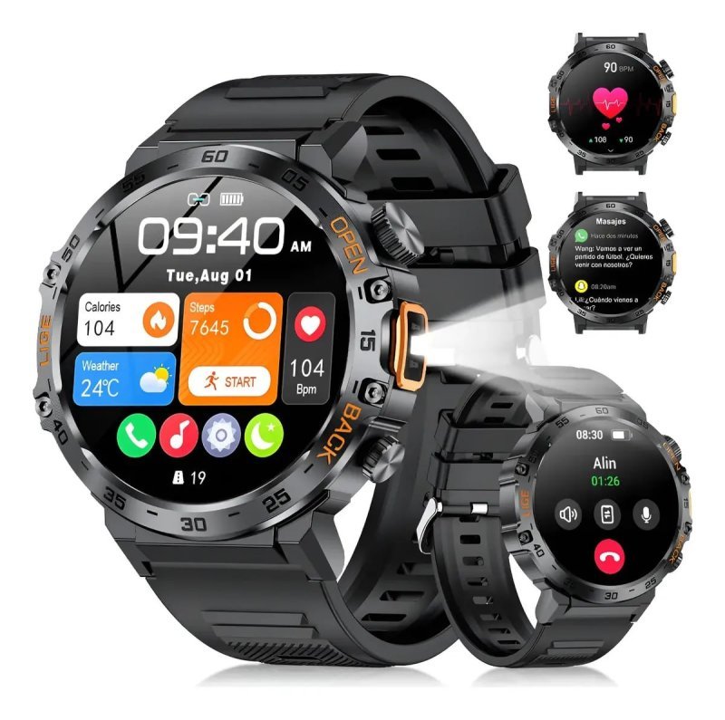 Relógio Inteligente Smartwatch Esportivo Tático com Luz