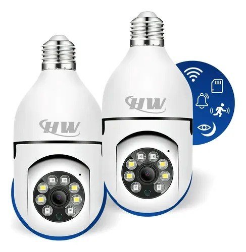 Kit C/ 2 Câmeras Lâmpada Ip Wi-fi 360°